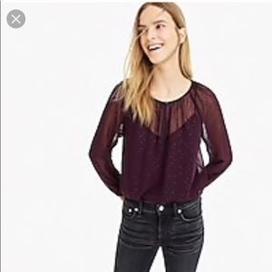 J. Crew Point Sur popover in pin dot chiffon 💜